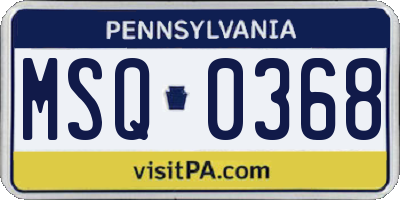 PA license plate MSQ0368