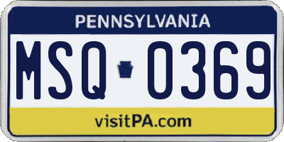 PA license plate MSQ0369
