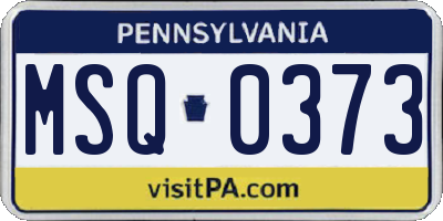 PA license plate MSQ0373