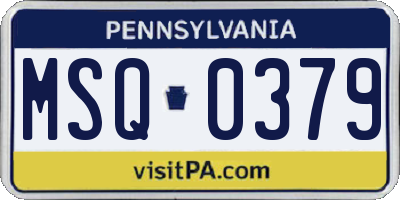 PA license plate MSQ0379