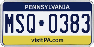 PA license plate MSQ0383