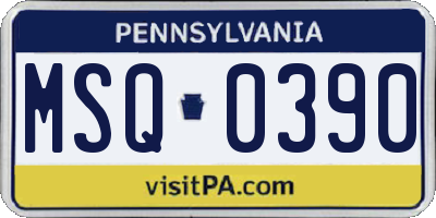 PA license plate MSQ0390