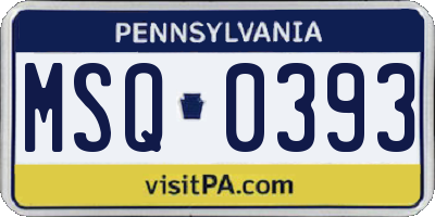 PA license plate MSQ0393