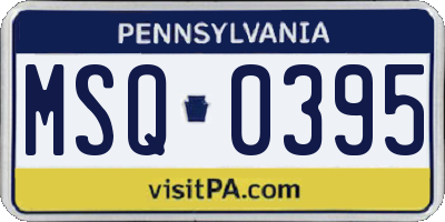 PA license plate MSQ0395