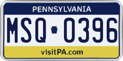 PA license plate MSQ0396