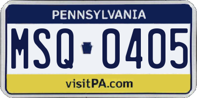 PA license plate MSQ0405
