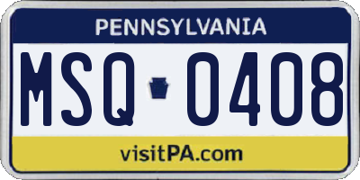 PA license plate MSQ0408