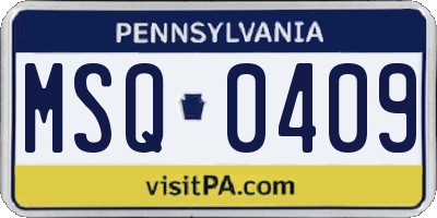 PA license plate MSQ0409