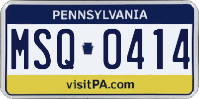 PA license plate MSQ0414