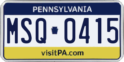 PA license plate MSQ0415