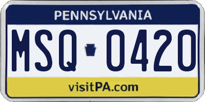 PA license plate MSQ0420