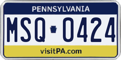 PA license plate MSQ0424