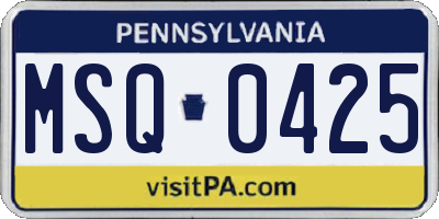 PA license plate MSQ0425