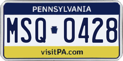 PA license plate MSQ0428