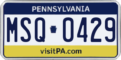 PA license plate MSQ0429