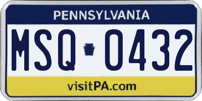 PA license plate MSQ0432