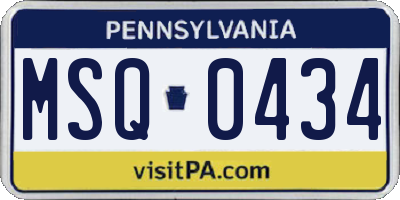 PA license plate MSQ0434