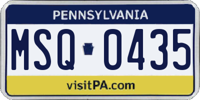 PA license plate MSQ0435