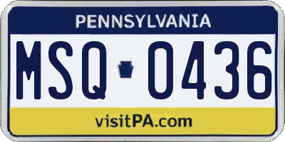 PA license plate MSQ0436