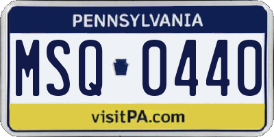 PA license plate MSQ0440
