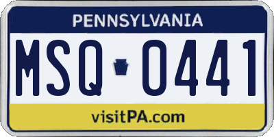 PA license plate MSQ0441