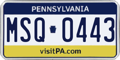 PA license plate MSQ0443