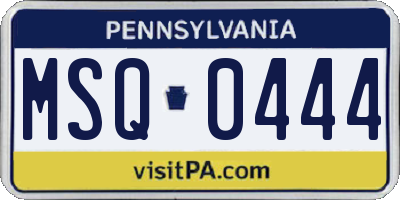 PA license plate MSQ0444