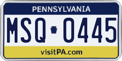 PA license plate MSQ0445