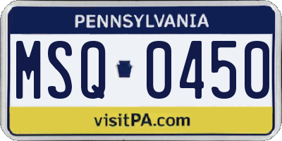 PA license plate MSQ0450