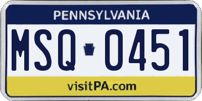 PA license plate MSQ0451