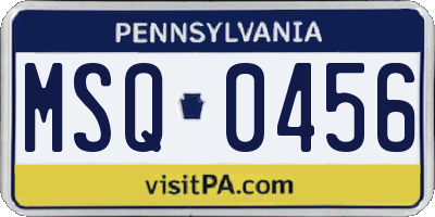 PA license plate MSQ0456