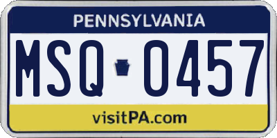 PA license plate MSQ0457
