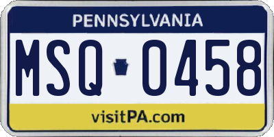 PA license plate MSQ0458