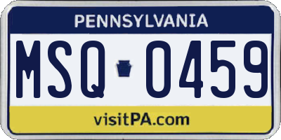 PA license plate MSQ0459