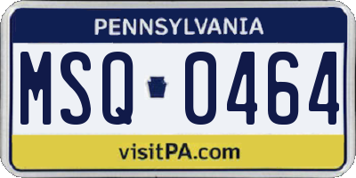PA license plate MSQ0464