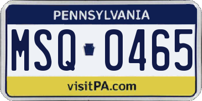 PA license plate MSQ0465