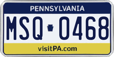PA license plate MSQ0468