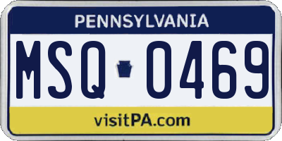 PA license plate MSQ0469