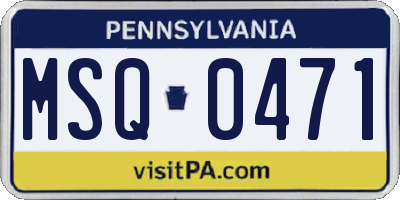 PA license plate MSQ0471