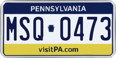 PA license plate MSQ0473