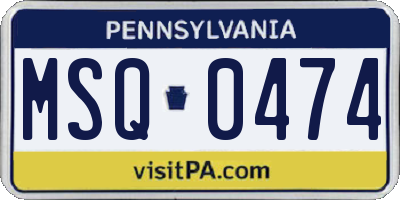 PA license plate MSQ0474