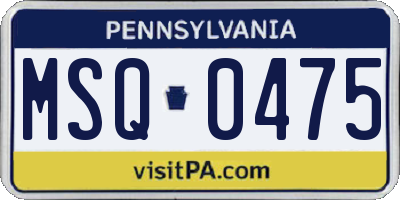 PA license plate MSQ0475