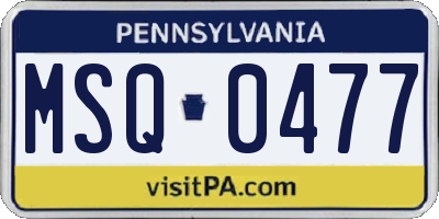PA license plate MSQ0477