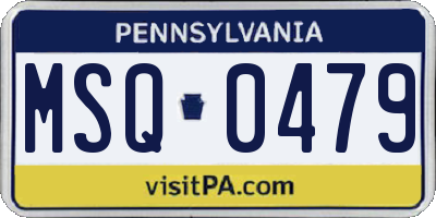 PA license plate MSQ0479