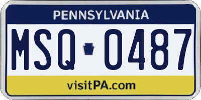 PA license plate MSQ0487