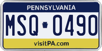 PA license plate MSQ0490