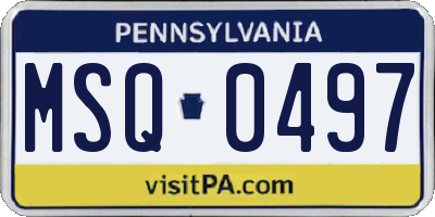 PA license plate MSQ0497
