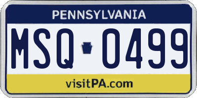 PA license plate MSQ0499