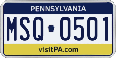PA license plate MSQ0501