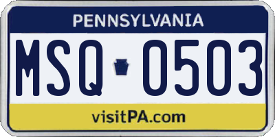 PA license plate MSQ0503